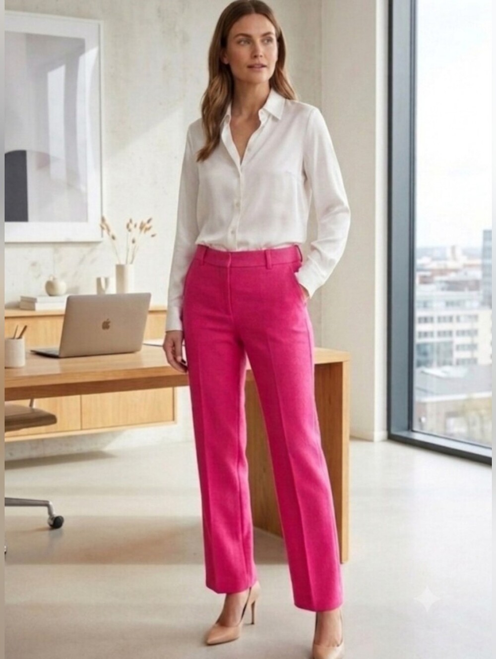 NWT💖SELECTED FEMME Pretty in Pink Cotton Blend Size 38 Fit M/L